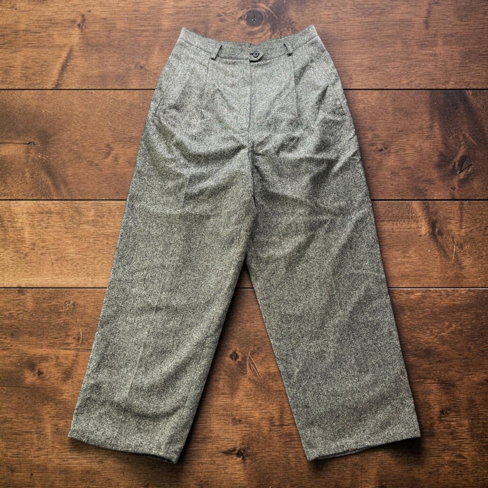 Lauren Ralph Lauren Wool Cashmere Tweed Pleated Wide Leg Trousers Size 6 W26xL25